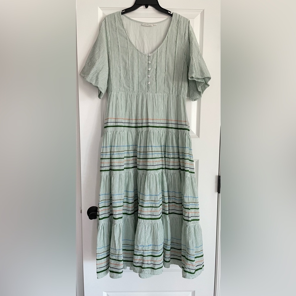 Roller Rabbit Green Striped Midi Dress